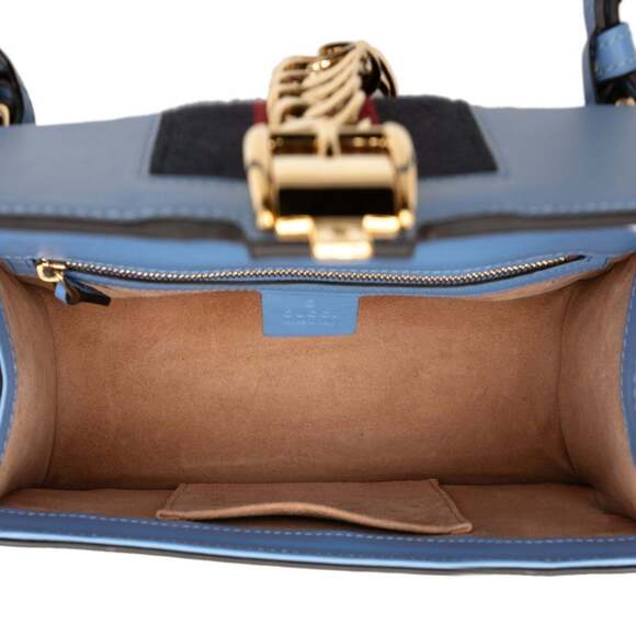 GUCCI Blue Leather Sylvie Shoulder Bag - Picture 4 of 6